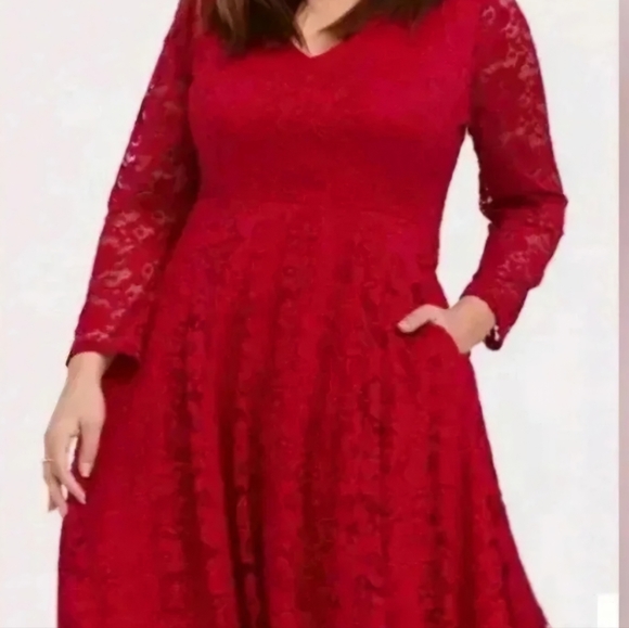 TORRID size 4 red lace mini skater dress - Picture 4 of 6